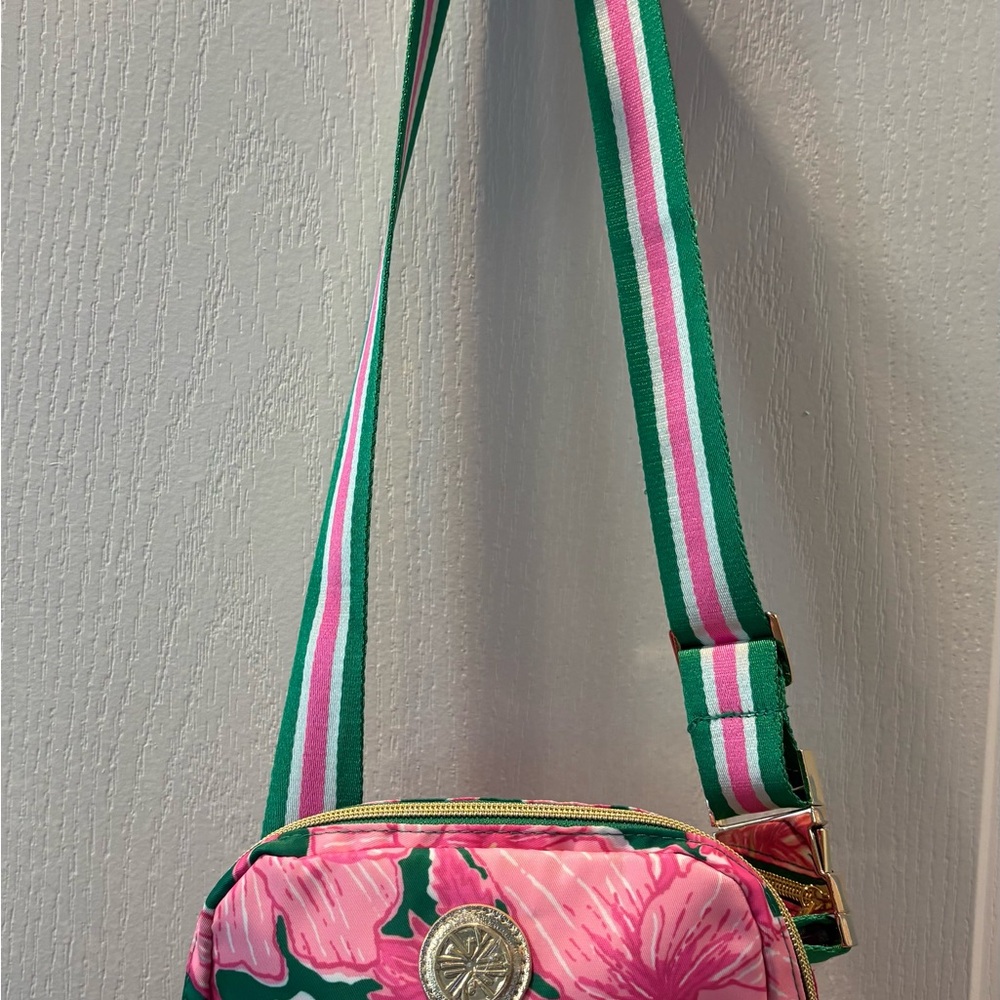 Lilly Pulitzer Pink and Green Floral Crossbody Bag